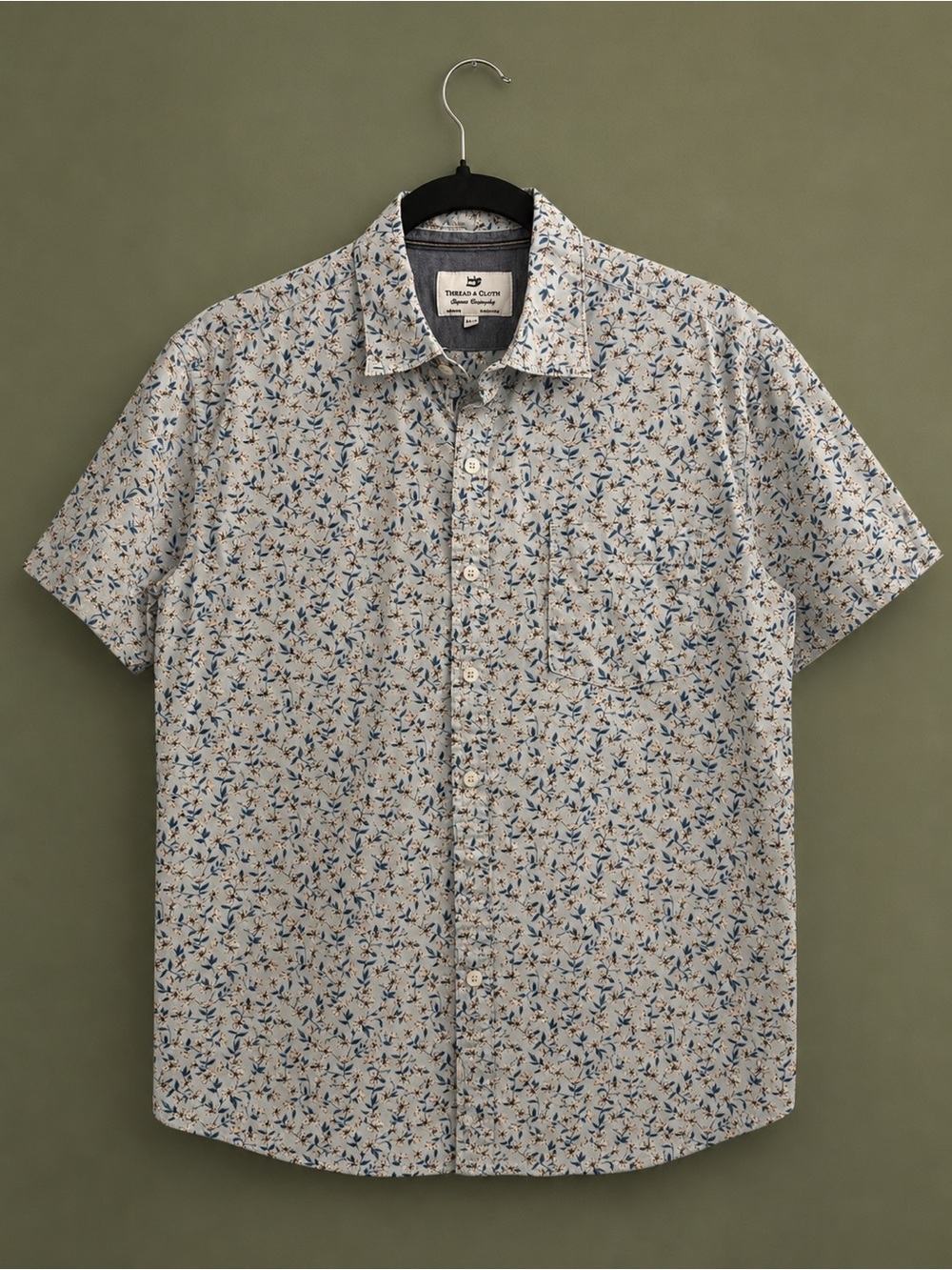 Thread and Cloth-short Sleeve Floral Button-Down Shirt